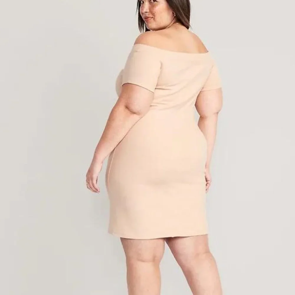 NWT Old Navy Fitted Off-The-Shoulder Rib-Knit Mini Dress for Women - Picture 6 of 6